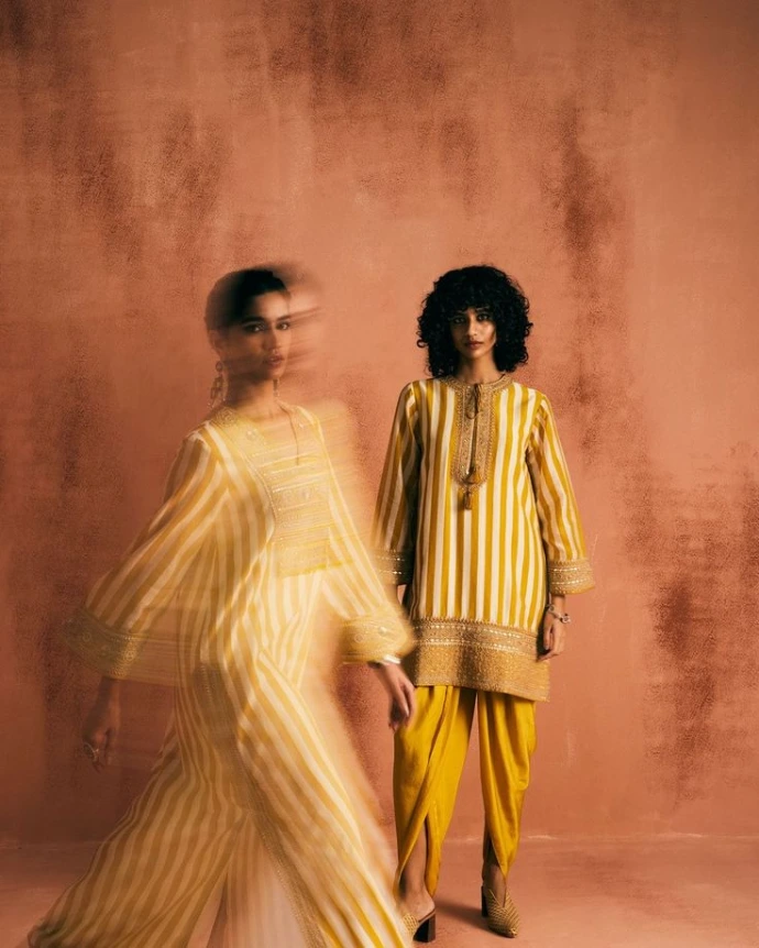 Elegant ethnic wear from Vrikaa collection featuring modern silhouettes and traditional craftsmanship