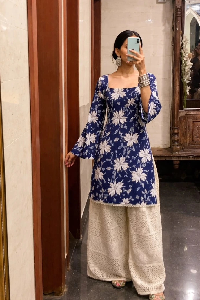 printed kurta set outfit idea for casual daily wear women