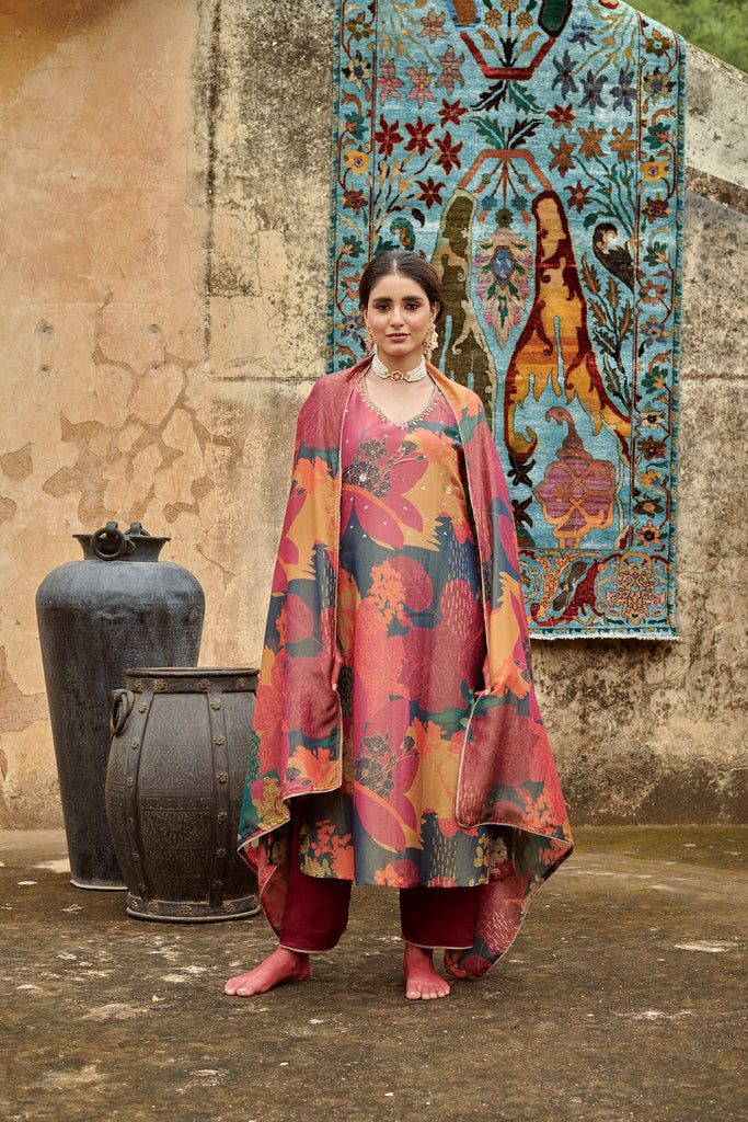 designer kurta set with dupatta elegant ethnic wear styling look