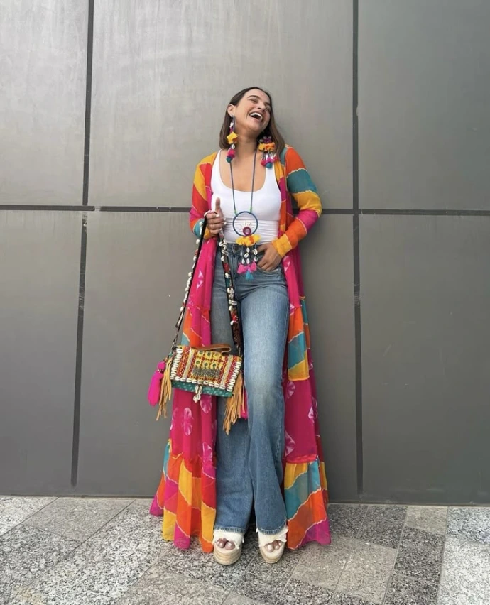 modern kurta set with layering jacket indo western styling for women