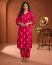 Vrikaa Deep Fuchsia Ethnic Motif Printed Cotton Kurta Set | Elira