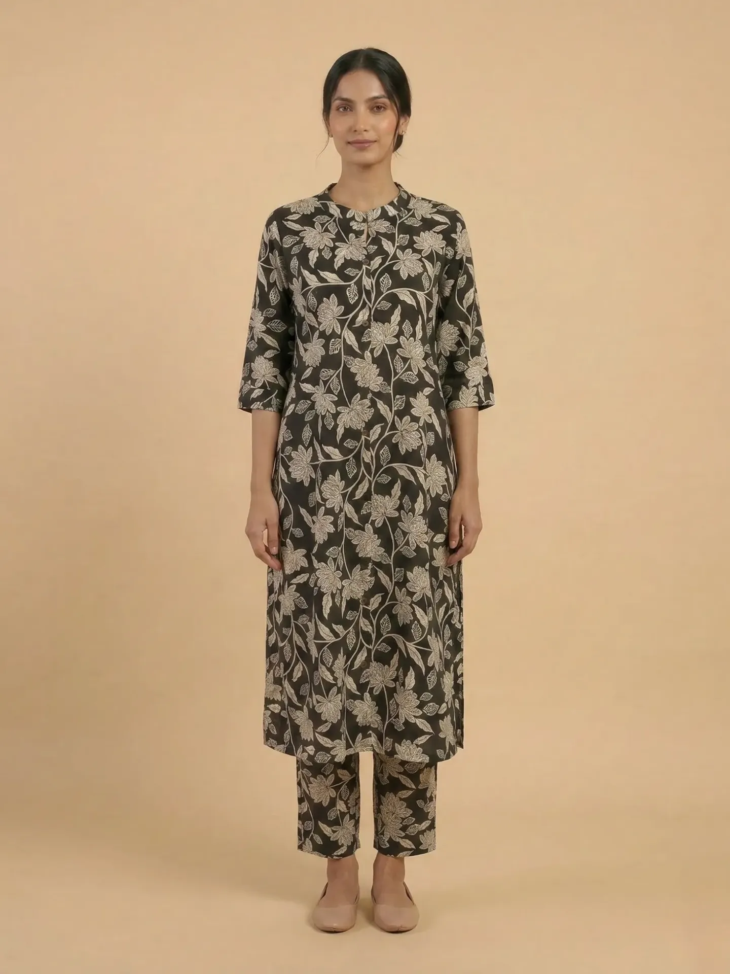 Vrikaa Black Floral Printed Co-ord Set | Kyra